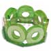 Coco Bangles 30mm Capiz Shell Rings ( 7mm Thickness ) W/ 10mm Inner Hole In Clear Neon Green Resin Elastic Bangle