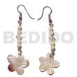 Bone Earrings Horn Earrings Dangling 20mm Hammershell Flower W/ Bone Beads/acrylic Crystals