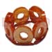 Shell Bracelets 30mm Capiz Shell Rings ( 7mm Thickness ) W/ 10mm Inner Hole In Clear Orange Resin Elastic Bangle