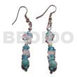 Glass Beads Earrings Dangling Troca W. Crystal Nuggets & Blue Corals