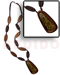 Resin - Glass Beads Necklaces 50mm Blacklip Inlaid In Wood In Glass Beads & Flat Wood Combi