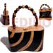Native Bags Collectible Handcarved Laminated Acacia Wood Handbag / Beta Natural/black/gold Combi 7.5inx3.5inx5in / Handle Ht:4 In. / W/ Black Satin Inner Lining