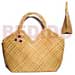 Native Bags Pandan V-bag/ 11x4 1/2x10 In / Handle 6 In. W/ Cowrie Sigay Shell Accent