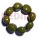 Shell Bangles Elastic 9 Pcs. Kukui Nuts Bracelet / Olive Green