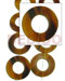 Bone Horn Beads Components Round Flat Disc Golden Horn 45mm (22mm Inner Circle) (9 Pcs. /strand )