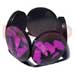 Shell Bracelets 50mm Round Black Resin ( 6mm Thickness ) W/ Laminated Crushed Lavender Capiz Shells Elastic Bangle
