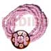 Shell Bracelets 5 Layers Elastic 2-3mm Pink Coco Pklt. W/ 35mm Round Handpainted Blacktab