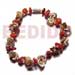 Shell Bracelets Green Everlasting Luhuanus W/ Red Corals & Glass Beads Combi