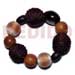 Shell Bracelets Elastic Bracelet W/ Wrapped Wood Beads. Bayong Round Wood And Kukui Nuts Combi