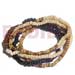 Wooden Bracelets 5 In One 2-3m Brown Tones Coco Pklt / Heishe Elastic