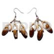 Coco Earrings Dangling Olive Shells W/ 2-3mm Coco Pklt. Bleach Combi