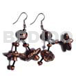 Coco Earrings Dangling Double Row Black Coco Chips In Bronze Metallic Splashing