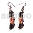 Coco Earrings Dangling Black Coco Pokalet & Rose Coloured Troca Beads W/ Gold Beads