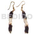 Coco Earrings Dangling Twisted Troca Rice Beads W/ 2-3mm Black Coco Pklt./gold Beads