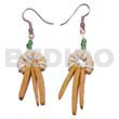 Coco Earrings Dangling Coco Indian Stick W/ 4-5mm Coco Pklt. Bleach/white Clam Combi