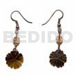 Glass Beads Earrings Dangling 20mm Grooved Blacktab Flower
