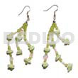 Glass Beads Earrings Dangling White Rose W/ Multicolored Sequins / Mint Green