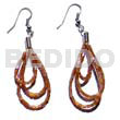 Glass Beads Earrings Dangling Looped Brown Cut Beads