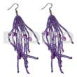 Glass Beads Earrings Dangling Lavender Glass Beads W/ Resin Nuggets