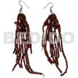 Glass Beads Earrings Dangling Brown Glass Beads W/ Resin Nuggets