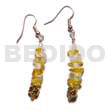 Glass Beads Earrings Dangling Troca W/ Crystal Nuggets