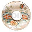 Hand Painted Pendants Round 50mm Kabibe Shell Donut W/ Handpainted Design - Floral/embossed