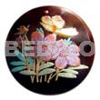 Hand Painted Pendants Round 40mm Blacktab W/ Handpainted Design - Floral / Embossed