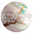 Hand Painted Pendants Round 50mm Kabibe Shell W/ Handpainted Design - Floral / Embossed
