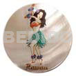 Hand Painted Pendants Round 40mm Kabibe Shell W/ Handpainted Design -hula Girl / Embossed