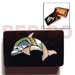 Inlayed Wooden Jewelry Box Wooden Jewelry Box W/ Blue Top W/ Shell Inlaid Dolphin Design/medium