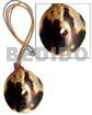 Leather Necklace with Shell Pendants Wax Cord W/ 50mm Disc Brown Lip Tiger Pendant W/ Amber Horn Beads
