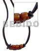 Leather Necklace with Shell Pendants Leather Thong W/ 3 Pcs. Golden Horn W/ Black Horn