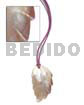 Leather Necklace with Shell Pendants Lavender Leather Thong W/ 60x32mm Hammershell Leaf Pendant