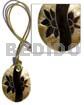 Leather Necklace with Shell Pendants Wax Cord W/ Oval Black Lip W/ Skin / Design Pendant 45mm