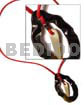 Leather Necklace with Shell Pendants Freeform 65mm Wavy Blacklip W/ Pointed Mop Center On Red Wax Cord