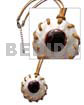 Leather Necklace with Shell Pendants Beige Wax Cord W/ 40mm Round Hammershell W/ Skin
