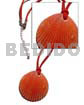 Leather Necklace with Shell Pendants Red Leather Thong W/ Palium Pigtim Pendant