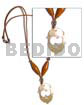 Leather Necklace with Shell Pendants Twin Dolphin Mop In Leather Thong