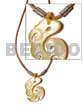 Leather Necklace with Shell Pendants Celtic Mop In Wax Cord 40mmx25mm