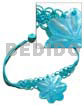 Macrame Necklace Aqua Blue Wax Cord Macrame Choker W/ 40mm Hammershell Flower