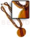 Bone Horn  Necklaces 3 Layers 2-3mm Tiger Coco Pokalet & Amber Bone Beads W/ 40mm Round Amber Bone Pendant