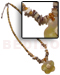 Bone Horn  Necklaces Yellow Hammershell Heishe W/ Buri Seed, Horn Beads & Sq, Cut Shell Accent W/ 40mm Scallop Mop W/ Cowrie Shell Nectar