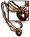 Bone Horn  Necklaces 4 Layer 2-3mm Coco Pklt./heishe W/ Wood & Shell Beads, Horn Accent & Handpainted 40mm Heart Coco Pendant