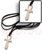 Bone Horn  Necklaces 40mm Celtic Carabao White Bone Bishops Cross On Adjustable Leather Thong