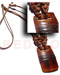 Bone Horn  Necklaces 40mmx50mm Carabao Amber Horn Pendant In Knotted Double Wax Cord W/ Palmwood Beads Accent /23in.
