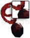 Bone Horn  Necklaces 3 Layers Twisted Red Horn Nuggets W/ 75mm Octagon Black Tab Pendant / 18 In.
