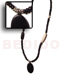 Bone Horn  Necklaces 2-3 Mm Coco Pokalet Black W/ Tube Bone/horn Accent /silver Beads And Horn Flat Oval Pendant