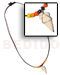 Bone Horn  Necklaces Cord W/ Beads And Hematite And Bone Tooth Pendant