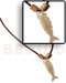 Bone Horn  Necklaces Leather Thong W/ Fishbone Hammershell 40mm