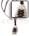 Bone Horn  Necklaces Fishbone Hammershell W/ Black Leather Thong 45mm